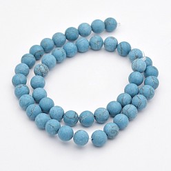 Turquoise Synthétique Perles rondes de turquoise synthétique brins, givré, bleu ciel, 6mm, Trou: 1mm, Environ 63 pcs/chapelet, 15.3 pouce