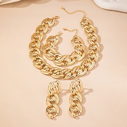 Золотой Ожерелья из сплава в форме сердца, серьги-гвоздики и браслеты, золотые, 380 мм