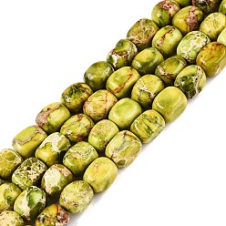 Желто-Зеленый Натуральные имперские нитки из бисера яшмы, окрашенные, кубоид, желто-зеленый, 6.5~7.5x5~6x5~6 мм, отверстие : 0.8 мм, около 53~60 шт / нитка, 15.55~15.87 дюйм (39.5~40.3 см)