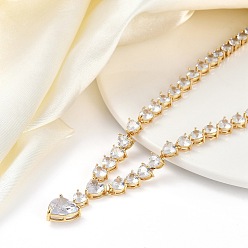 Золотой Латунные ожерелья с подвеской в форме сердца из кубического циркония для женщин, золотые, 14.88 дюйм (37.8 см)