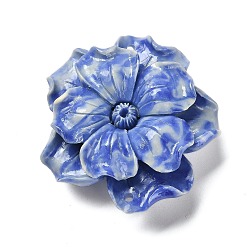 Королевский синий Подвески-коннекторы в виде резных цветов из синтетической ракушки, королевский синий, 49x49x16 мм, отверстие : 2 мм