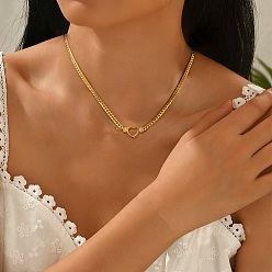 Золотой 304 женские ожерелья с подвесками в форме сердца из нержавеющей стали, золотые, 15.87 дюйм (40.3 см)