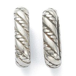 Antique Silver 304 Stainless Steel Slide Charms/Slider Beads, For Leather Cord Bracelet Making, Oval, Antique Silver, 12x7x3mm, Inner Diameter: 9x4mm