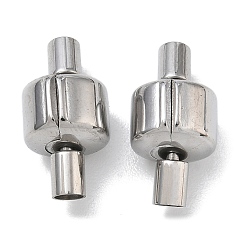 Color de Acero Inoxidable 304 cierres europeos de acero inoxidable con extremos de cable, columna, color acero inoxidable, 18.5x10 mm, agujero: 3 mm