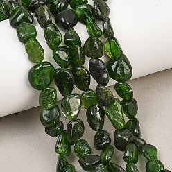 Diopside Brins de perles epaisseurs naturels, nuggets, pierre tombée, 8~11x7~10x4~6mm, Trou: 0.8mm, Environ 45~46 pcs/chapelet, 14.96~15.51'' (38~39.4 cm)
