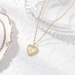 Letter A Сердце с буквой латунный кулон кабель цепь ожерелья, золотые, буква a, 15.94 дюйм (40.5 см)