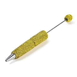 Цитрин Железная ручка из бисера, шариковая ручка, с полимерной глиной горный хрусталь, для индивидуальной ручки с ювелирными бусинами, случайная подложка, цитрин, 149x16 мм