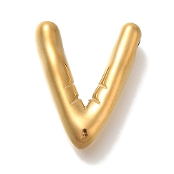 Letter V Вакуумное покрытие pvd 304 подвески из нержавеющей стали, реальный 18 k позолоченный, буквенное очарование, Буква V, 18.5x15.5x4.5 мм, отверстие : 2 мм