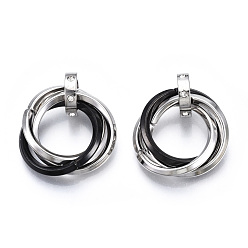 Черный Ионное покрытие (ip) 201 подвески из нержавеющей стали с блокирующими кольцами, с кристально горный хрусталь, электрофорез черный и цвет нержавеющей стали, 27 мм