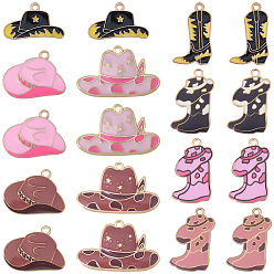 Mixed Shapes 18 шт. 9 стили подвески из сплава и эмали в стиле вестерн-ковбой, шляпные прелести, разнообразные, 15~27x16~34x1.3~3.5 мм, отверстие : 1.5~1.8 мм, 2 шт / цвет