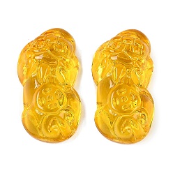 Желтый Окрашенного распылением имитация нефрита стеклянные бусины, желтые, 30x15.5x8.5 мм, отверстие : 1.6 мм