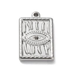 Stainless Steel Color Tarnish Resistant 304 Stainless Steel Pendant Rhinestone Settings, Rectangle with Eye, Stainless Steel Color, Fit for 1mm Rhinestone, 20.5x13x2.5mm, Hole: 1.6mm
