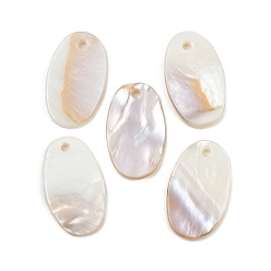 Кремово-белый Овальная пресноводных оболочки подвески, кремово-белые, 24x14x2 мм, отверстие : 1 мм