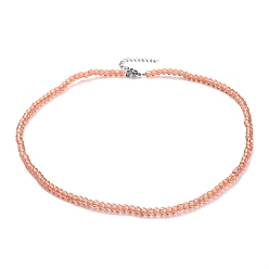 Легкий Лосось Стекло бисера ожерелья, с удлинителями из нержавеющей стали, светлый померанцевый, 18.18 дюйм (46.2 см)