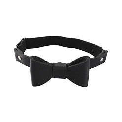 Черный Искусственная кожа бант сплав нога цепь, готическая цепь на бедро для женщин, чёрные, 400 мм