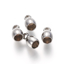 Stainless Steel Color 201 Stainless Steel Cord Ends, End Caps, Barrel, Stainless Steel Color, 8x4.5mm, Hole: 1.6mm, Inner Diameter: 3mm