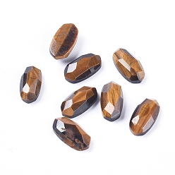 Тигровый глаз Природных тигровый глаз кабошонов, граненые, овальные, 14x7x4 мм