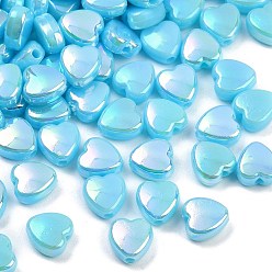 Темно-Голубой 2631пластиковые бусины шт., сердце, с покрытием AB цвета, глубокое синее небо, 9x9x4.5 мм, отверстие : 1.6 мм