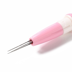Pink Wool Felt Poke, Pen Style Needle Felting Stitch Punch Tool, with Plastic Handle & 3 Stainless Steel Needles, Pink, 185x92x18.5mm