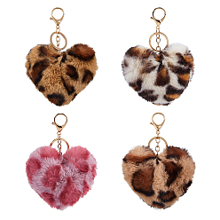 (52) Непрозрачная лаванда 4 шт. 4 брелоки с подвеской в виде сердца из плюша и полиэстера разных цветов, Сплав с застежками, разноцветные, 140 мм, 1 шт / цвет