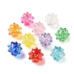 Mixed Color UV Plating Transparent Acrylic Beads, Iridescent, Sand Dollar, Mixed Color, 14.5x18x17mm