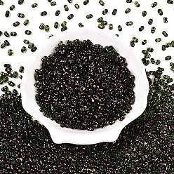 Темно-Зеленый Стеклянные бусины Пикассо, окрашенные распылением, арахис, темно-зеленый, 6x4x3 мм, отверстие : 1.2 мм, Около 4000 шт / фунт