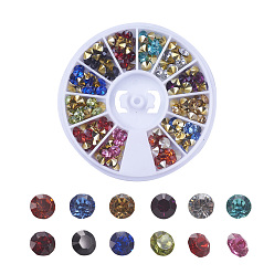(52) Непрозрачная лаванда Класса AAA указал назад смолы стразами, ромб, разноцветные, 4~4.4 MMX 2.5 мм, около 14 шт / цвет, 168 шт / коробка