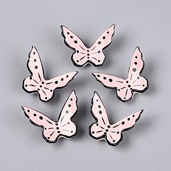 Pink Фарфоровые бусины ручной работы, бабочка, ручная роспись, пастельный фарфор, розовые, 31~34x33~42x9~14 мм, отверстие : 1.8~2 мм
