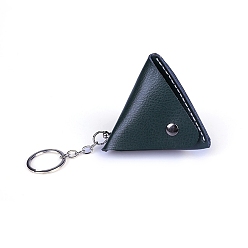 Dark Slate Gray Imitation Leather Mini Triangle Women's Wallet Keychian, with Metal Key Ring, Dark Slate Gray, 23.5x7.7cm