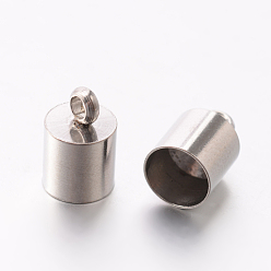 Stainless Steel Color 201 Stainless Steel Cord Ends, End Caps, Stainless Steel Color, 10x6.5mm, Hole: 2mm, 6mm inner diameter