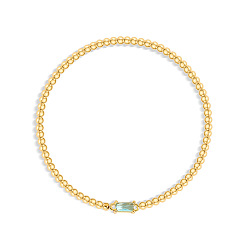 Бледно-бирюзовый Браслеты из нержавеющей стали с инкрустацией кубическим цирконием и камнями по знаку зодиака., круглые браслеты из бисера для женщин, прямоугольные, реальный 304 k позолоченный, бледные бирюзовая, 18 дюйм (6.69 см)