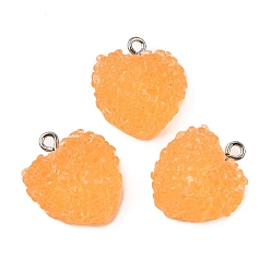 Оранжевый Подвески из смолы, желе, с платиново-железными петлями, оранжевые, 21x19x9 мм, отверстие : 2 мм