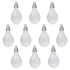 Silver Glass Pendants, Teardrop, Silver, 31x18mm, 10pcs/set