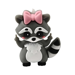 Raccoon 3d силиконовые бусины с животной тематикой, фокусные бусы, серые, луковый енот, 29.5x22.5x17 мм, отверстие : 2 мм