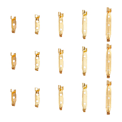 Золотой 50 шт. 5 стили сплава брошь фурнитура, назад бар контакты, золотые, 15~35x5x4.5~6 мм, отверстие : 1.5~2.5 мм, 10 шт / стиль