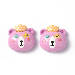 Медведь Непрозрачные кабошоны из смолы, животное в мультяшном стиле, Медведь Pattern, 18x18x7.5 мм