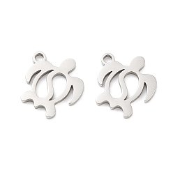 Нержавеющая Сталь Цвет Не тускнеющие 316 подвески из хирургической нержавеющей стали, ручная полировка, лазерная резка, прелести морской черепахи, цвет нержавеющей стали, 13x12.5x1 мм, отверстие : 1.6 мм