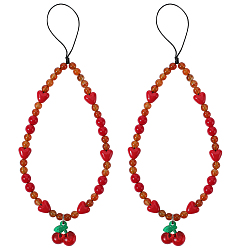 Красный Ремешки для мобильных телефонов из агата, кристаллов, нейлона и сплавов, красные, 23 см