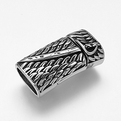 Античное Серебро 304 магнитные застежки из нержавеющей стали с клеевыми концами, прямоугольные, античное серебро, 29.5x15.5x10 мм, отверстие : 6.5x12.5 мм