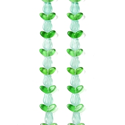 Аквамарин Прозрачные стеклянные бусины, цветок, аквамарин, 10x8x4 мм, отверстие : 0.8 мм, около 27 шт / нитка, 16.5'' (42 см)