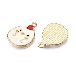 (404) Непрозрачное AB Кислое яблоко Стойки обшивки сплава эмали подвески, без кадмия и без свинца, золотой свет, цыпленок, цветочный белый, 19x14x1.5 мм, отверстие : 1.4 мм