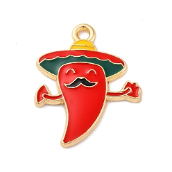 Hot Pepper Подвески из эмали и сплава, Синко де Майо, без кадмия, без никеля и без свинца, стойки покрытие, острый перец, 24x19x2 мм, отверстие : 1.8 мм
