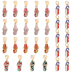 (52) Непрозрачная лаванда 29шт 6 стиль сглаза эмаль сплава с подвесками из горного хрусталя, вьетнамки прелести, разноцветные, 19~24x8~12x1.5~5.3 мм, отверстия : 4 mm и 6x9 мм