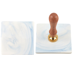 Синий Фарфоровые восковые коврики с мраморным узором, квадратный, синие, 96x97x7.5 мм