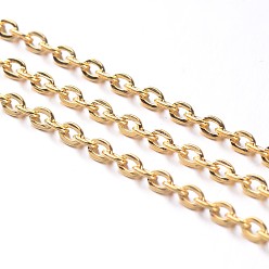 Golden Iron Cable Chains, Unwelded, with Spool, Flat Oval, Popular for Jewelry Making, Important Decoration, Lead Free, Golden, 3x2x0.6mm, about 328.08 Feet(100m)/roll