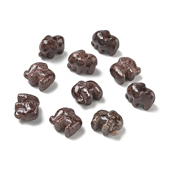 Coconut Brown Vintage Handmade Porcelain Beads, Fancy Antique Glazed Porcelain, Elephant, Coconut Brown, 10x12.5x7mm, Hole: 1.8mm