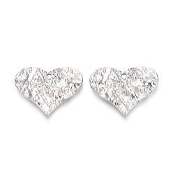 Платина Подвески из текстурированного сплава с гальваническим покрытием для стеллажей, сердце прелести, без кадмия и без свинца, платина, 28x35x2.5 мм, отверстие : 2.5 мм