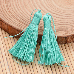 Cyan Nylon Thread Tassel Big Pendant Decorations, Cyan, 43x6mm