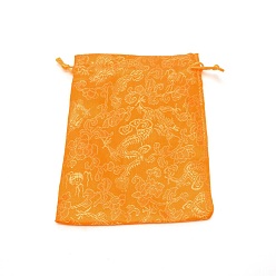 Оранжевый Мешочки для упаковки ткани, вышитая подарочная сумка, сумка для шнурка, прямоугольные, оранжевые, 18x13.1x0.1 см