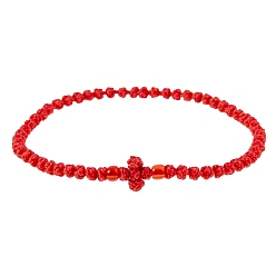 Красный Регулируемые браслеты из нейлоновой оплетки из бусин, красные, 5-1/4~7-5/8 дюйм (13.5~19.5 см)